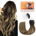 Micro Bead Hair Extensions Human Hair Balayage Chocolate to Caramel