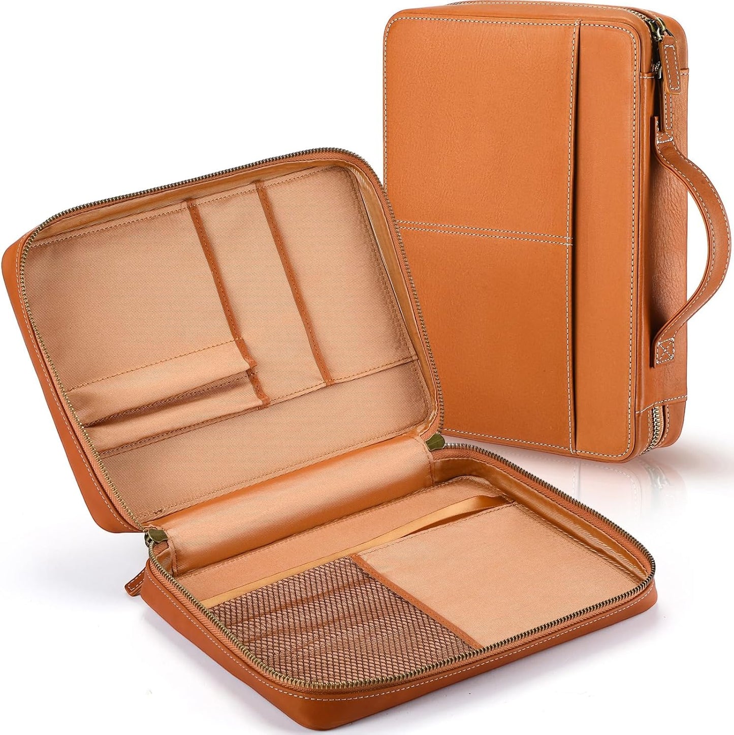Top Grain Leather Bible Cover for Men Women with Zipper Handle