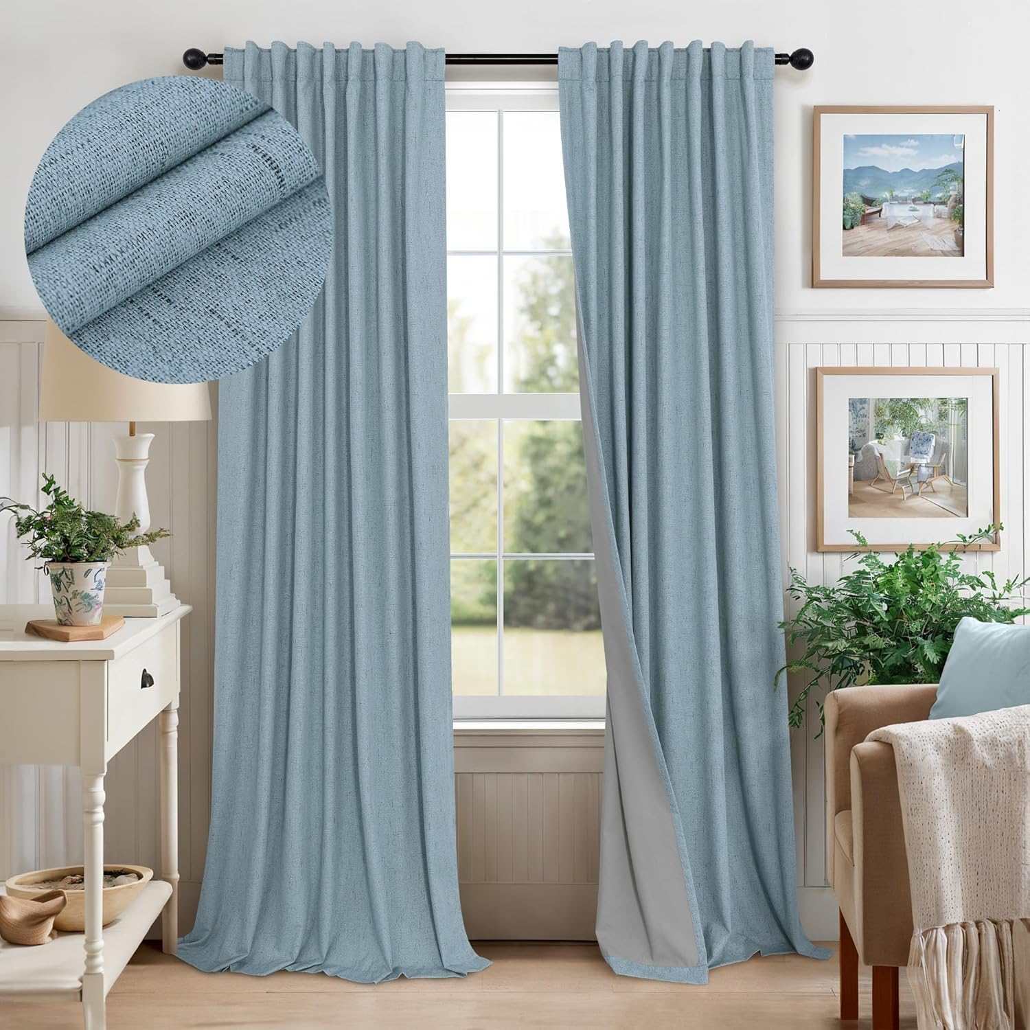 Slate Blue Curtains 108 Inches Long for Bedroom and Living Room