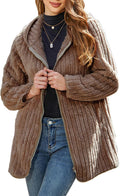 Womens Fleece Jacket Hooded Sherpa Full Zip - Warm, Lightweight