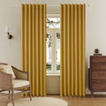 100% Blackout Linen Yellow Curtains 84 in Panels - Full Darkening