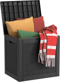 30 Gallon Resin Deck Box in Rattan Black - Waterproof Outdoor Storage