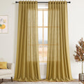 Nanspring Linen Curtains 108 in Long Panels - Light Filtering Privacy
