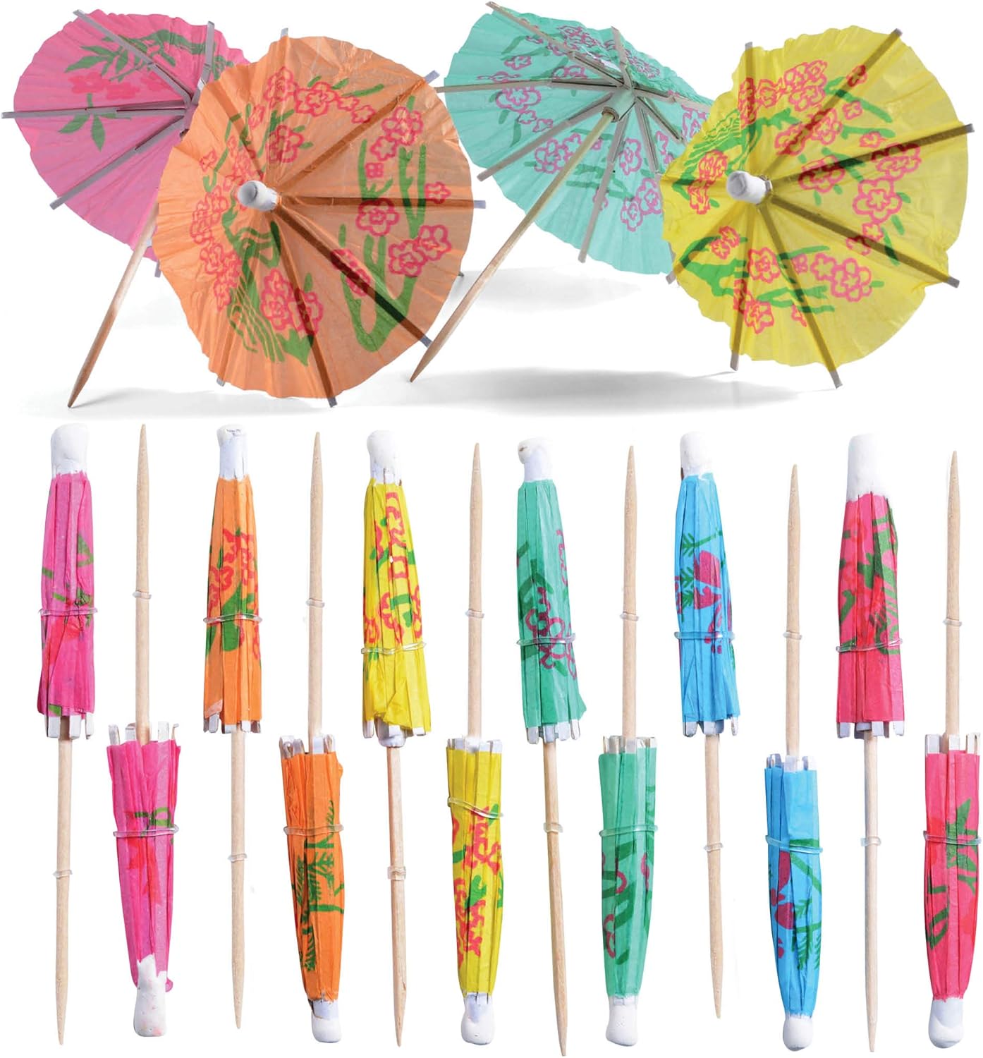 PREXTEX Tropical Drink Umbrella Picks - 220 Pack for Festive Drinks!