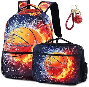 HSELOGI Basketball Backpack for Boys with Lunch Bag Included