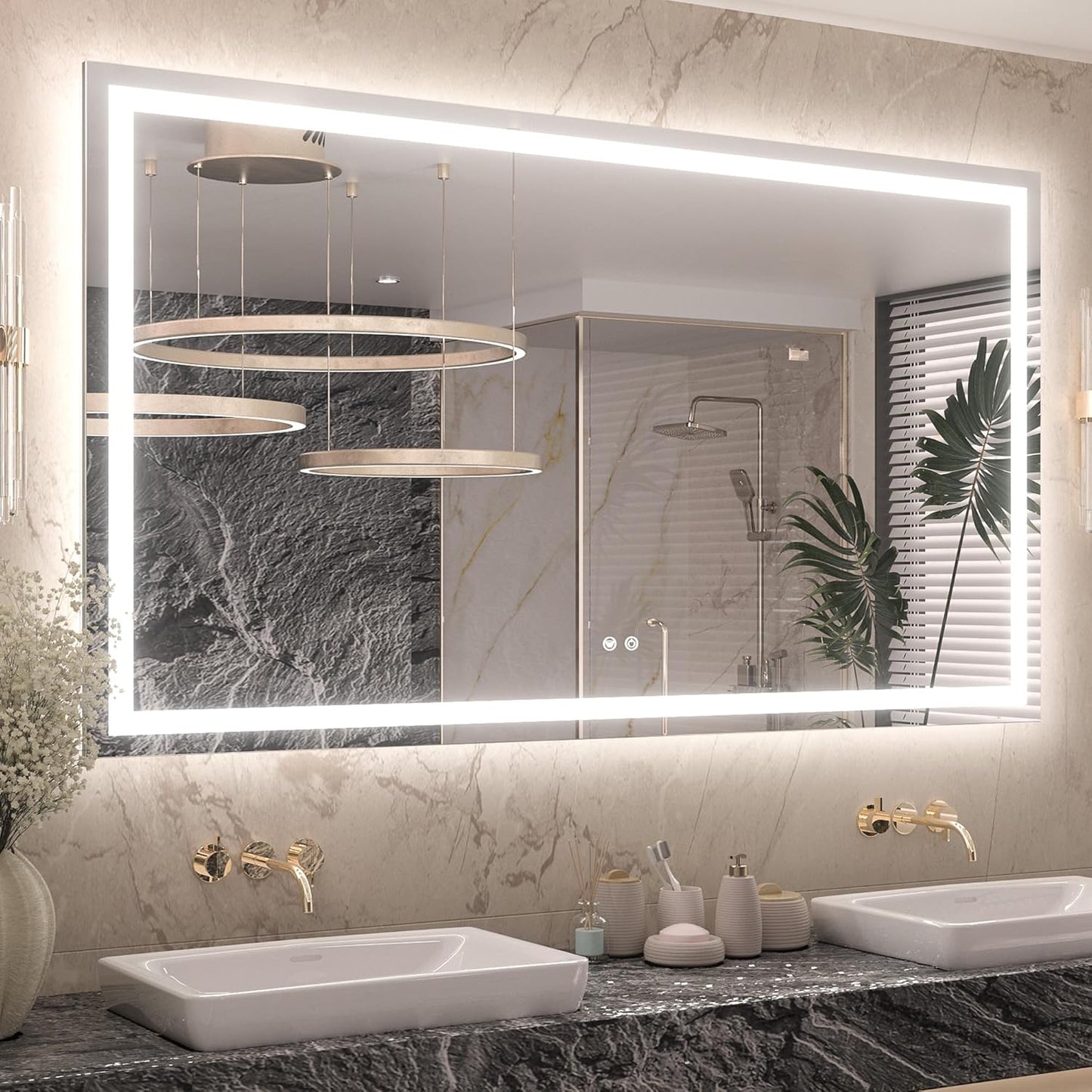 Keonjinn LED Bathroom Mirror with Light 60 x 36 Inch for Style