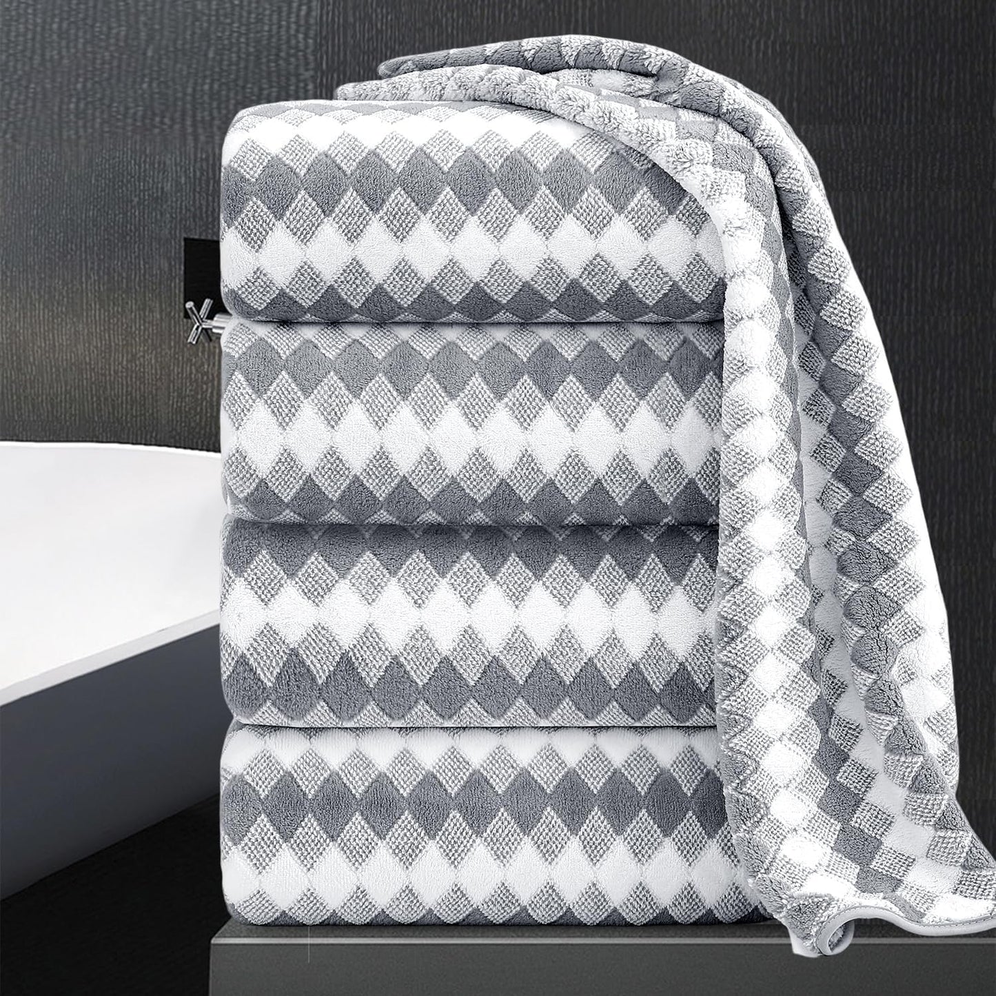 Ultra Soft Microfiber Bath Towel Set - 4 Pack Luxury Towels