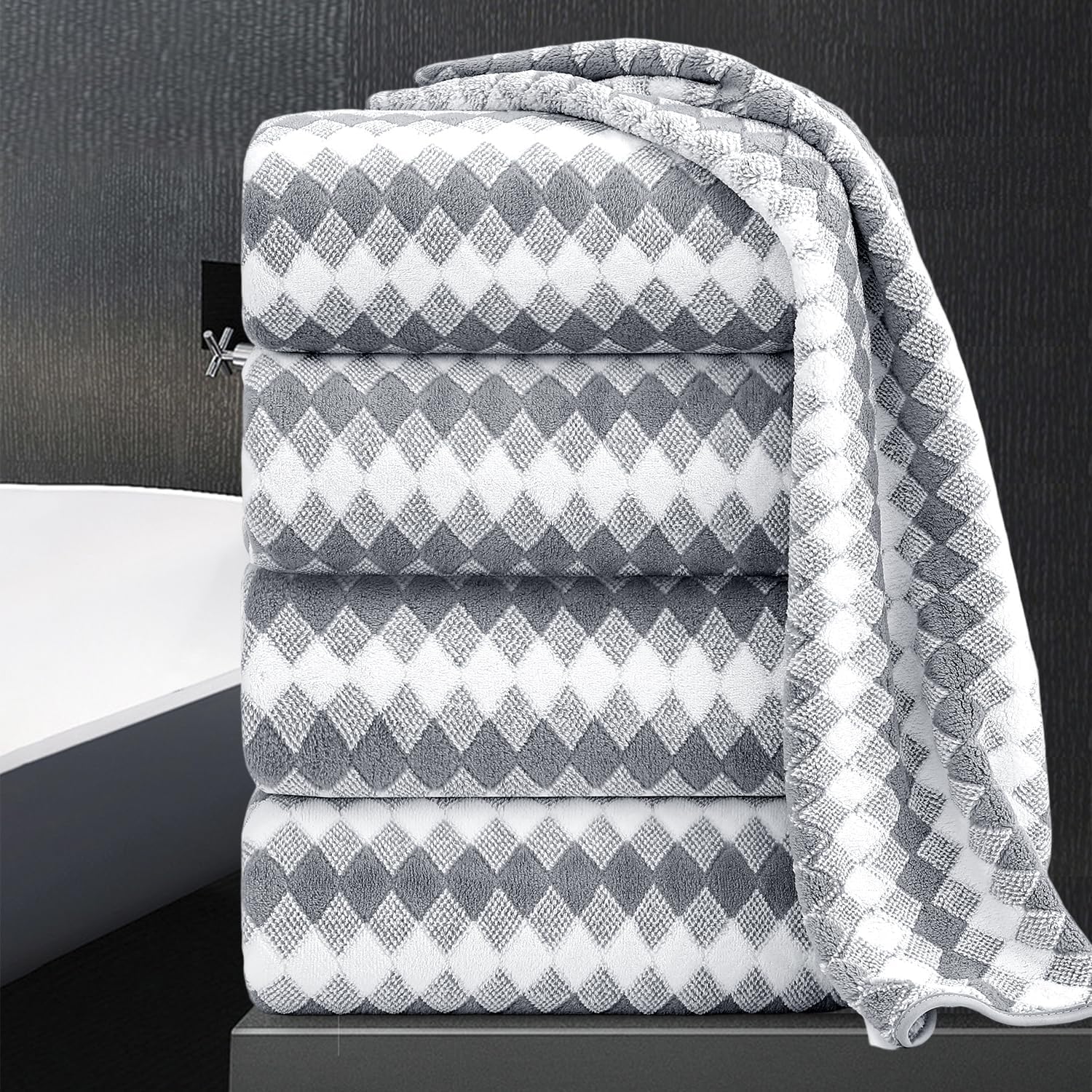 Ultra Soft Microfiber Bath Towel Set - 4 Pack Luxury Towels