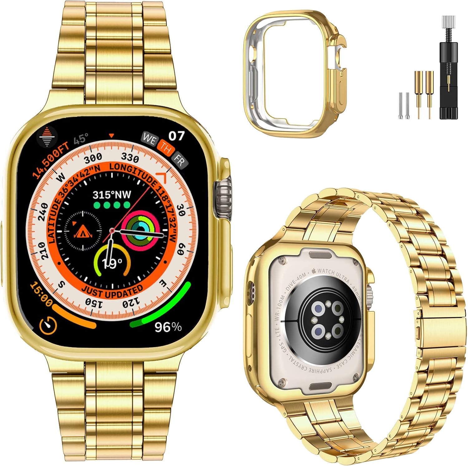 Gold Stainless Steel Band for Apple Watch 49mm