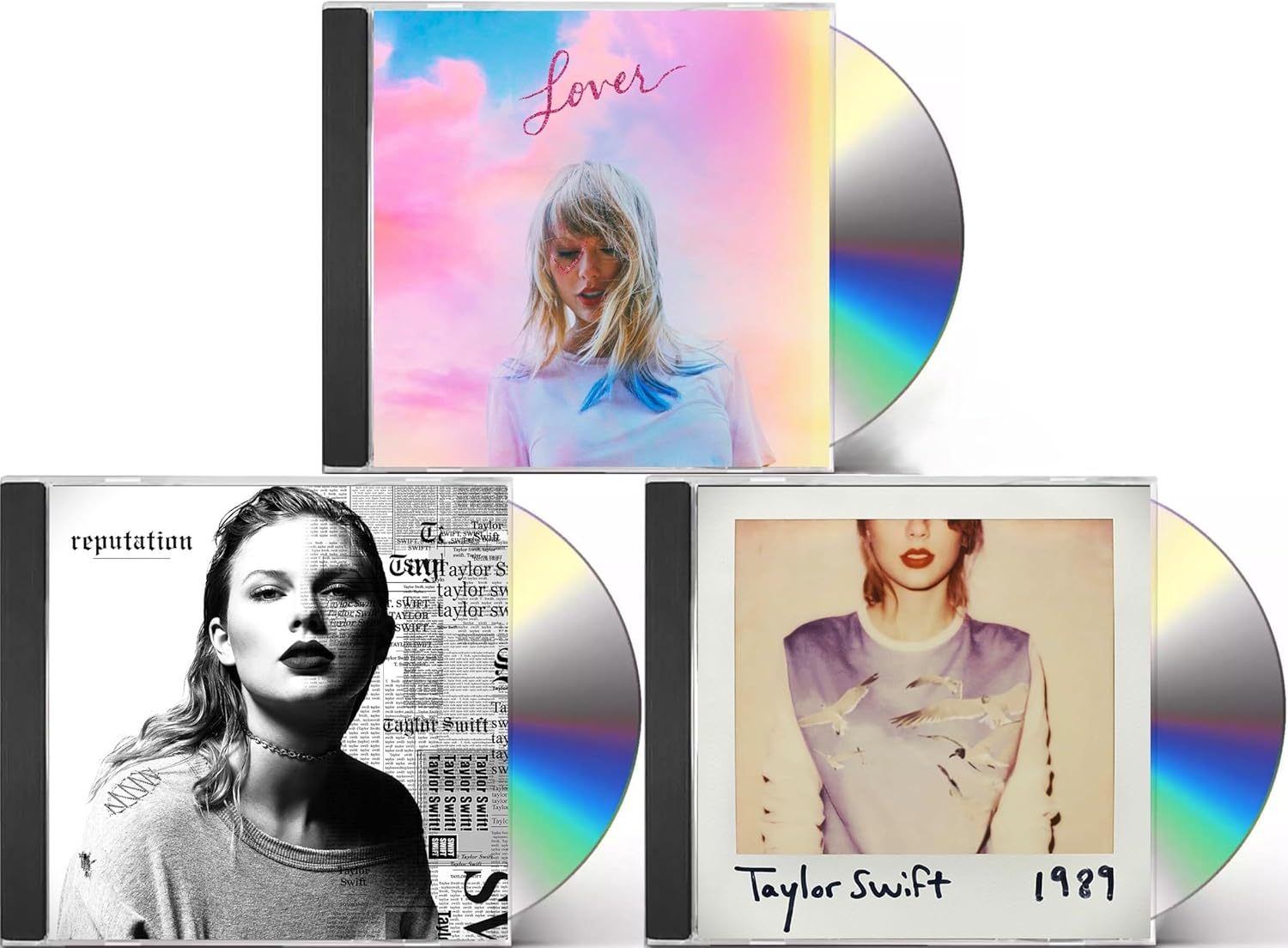 Taylor Swift Cd Collection: 1989, Lover, and Reputation Albums