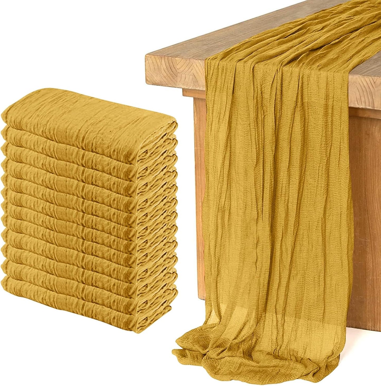12 Pack Cheesecloth Table Runner for Boho Wedding Decor