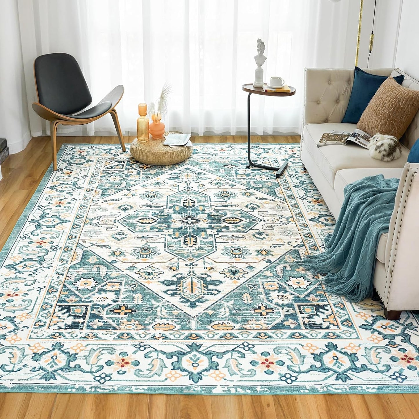 VK VKLIVING Machine Washable Rug 6ftx9ft Vintage Design for Home