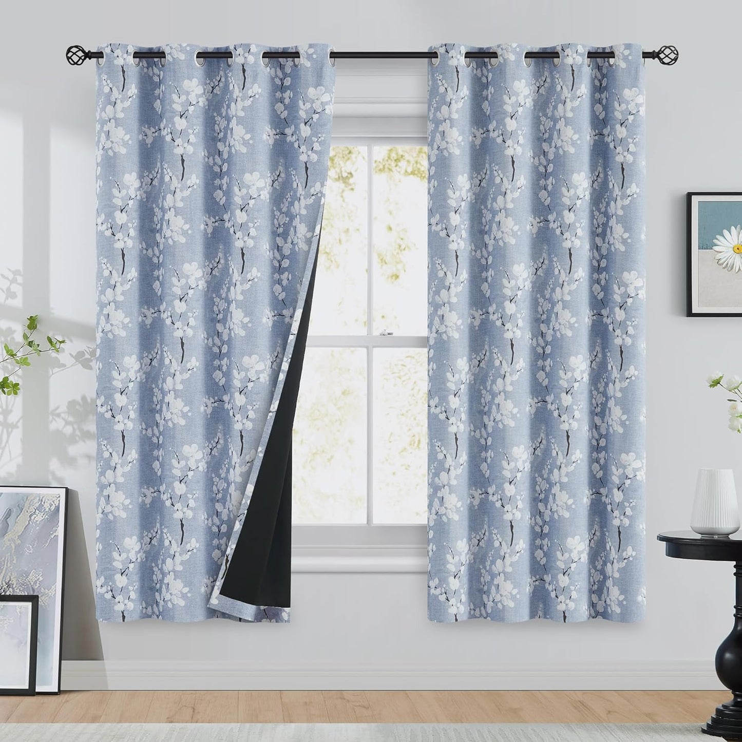 FMFUNCTEX Blackout Floral Curtains for Bedroom and Living Room
