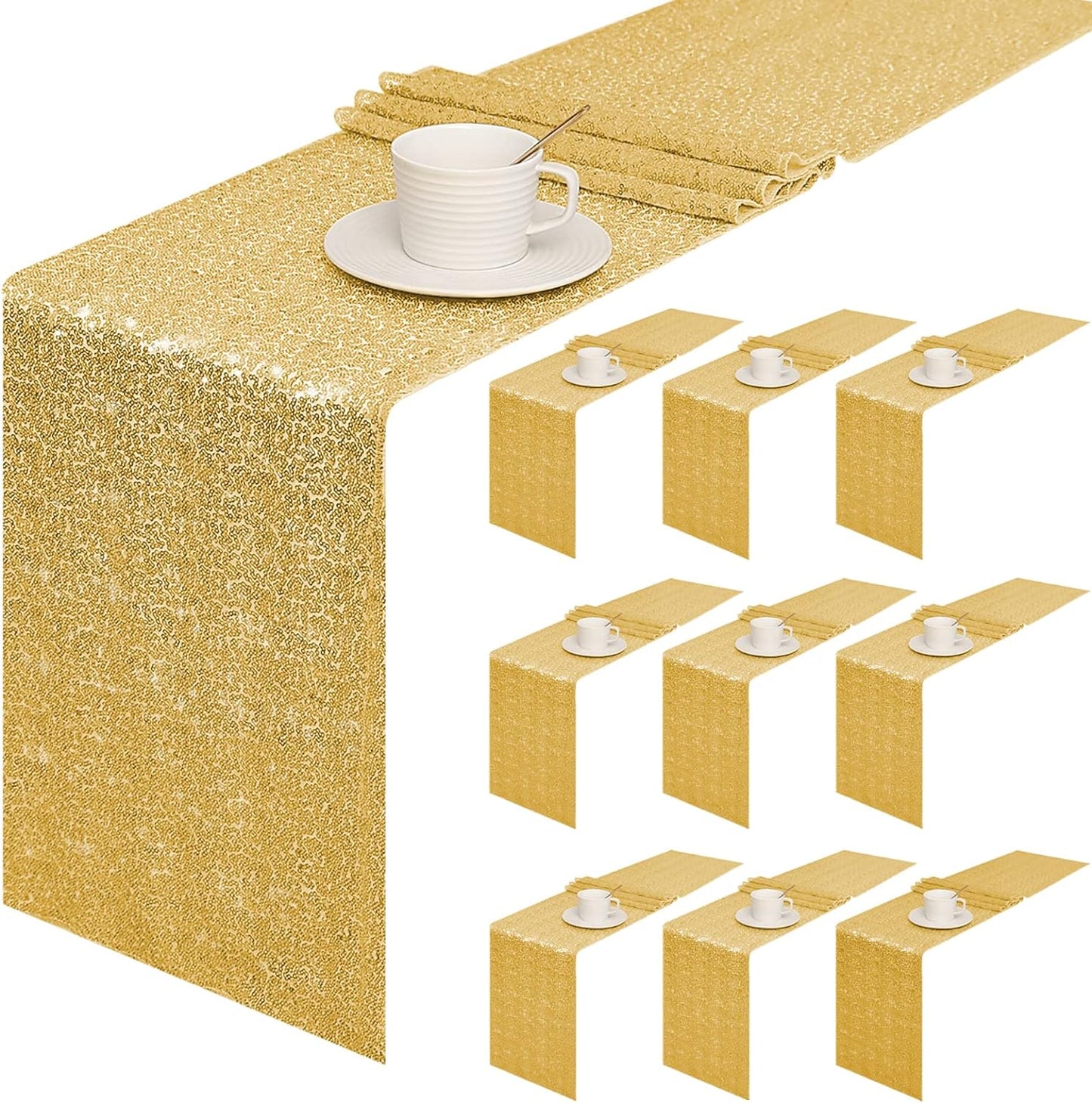 Glitter Gold Sequin Table Runner for Events and Celebrations