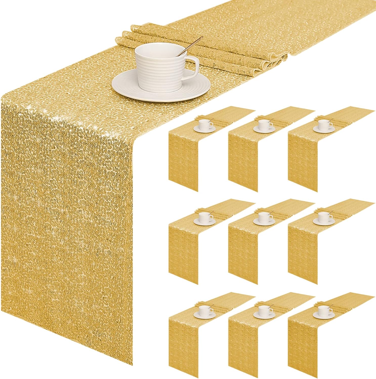 Glitter Gold Sequin Table Runner for Events and Celebrations