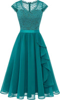 Women's Floral Lace Bridesmaid Dress Short A-line - Ruffle Fit