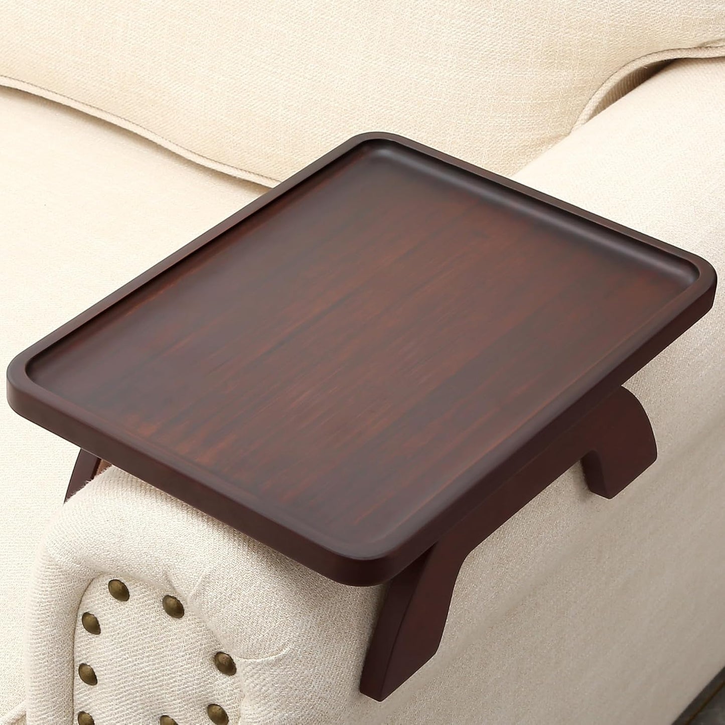 SINWANT Couch Arm Table - Bamboo Sofa Arm Clip on Tray Table
