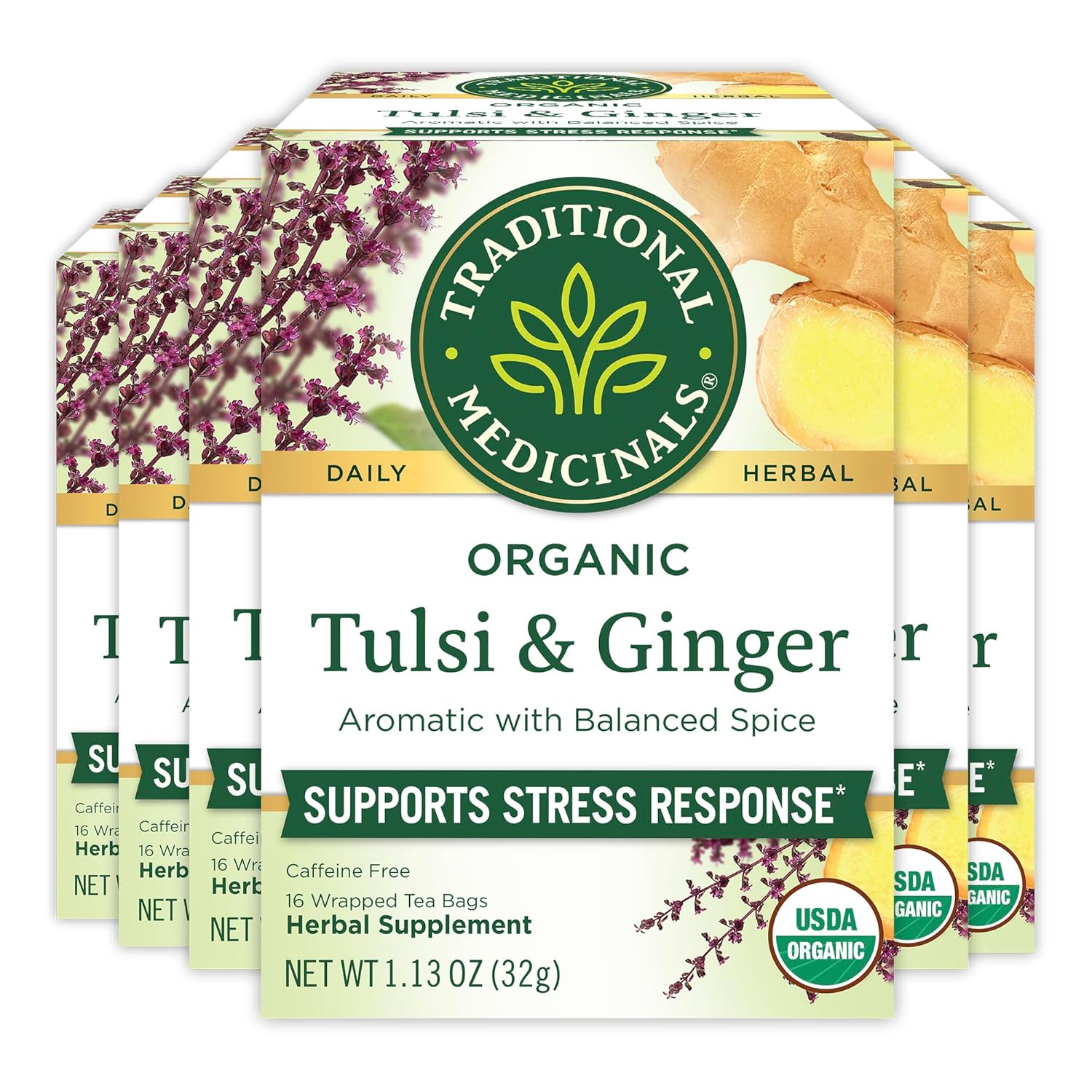 Organic Tulsi & Ginger Tea for Stress Relief - 96 Bags
