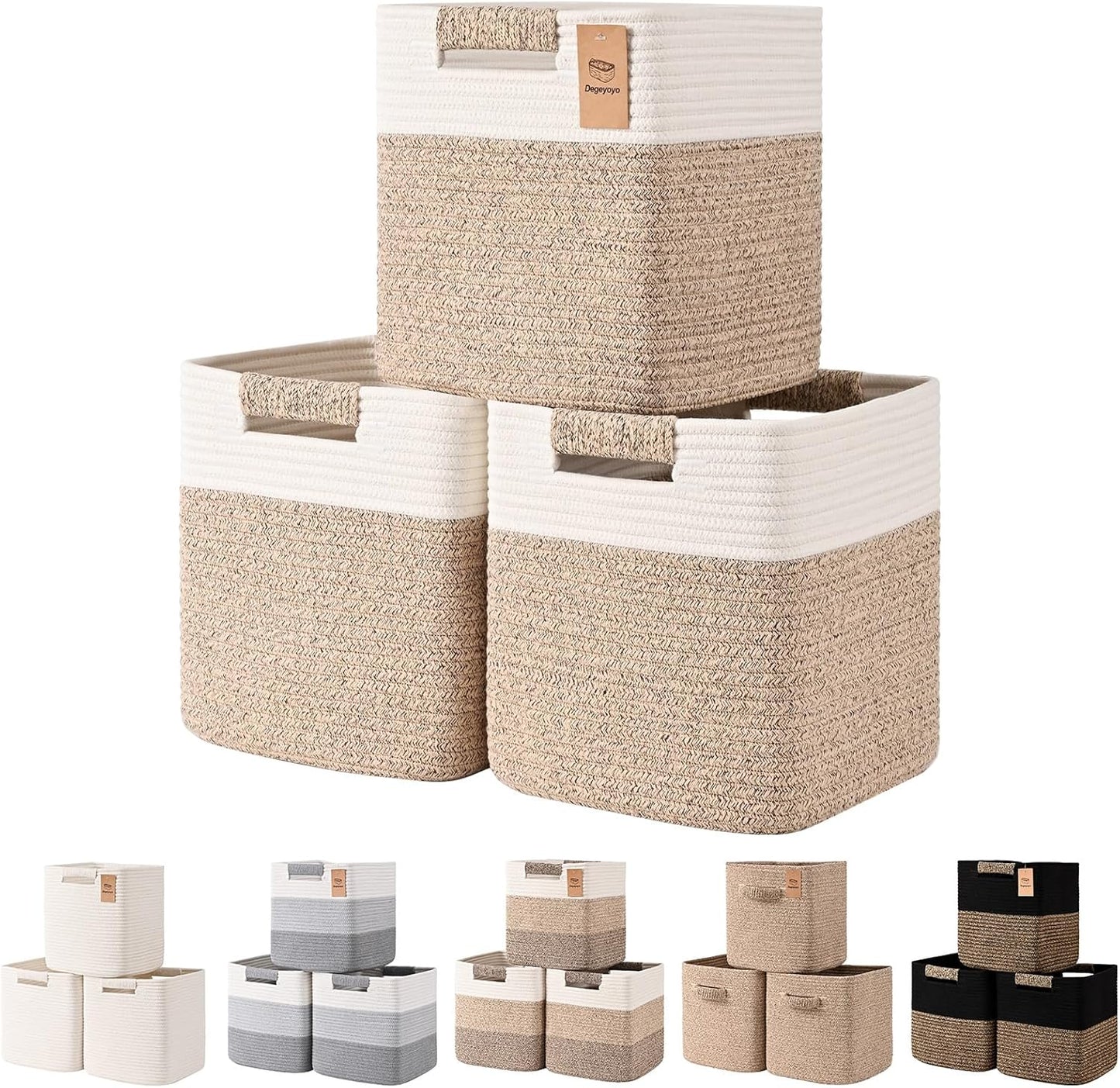 11 Inch Storage Cubes for Organizing with Cotton Rope Handles