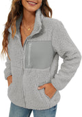 VVK Women's Faux Shearling Shaggy Full Zip Coat - Fluffy Warm Layer
