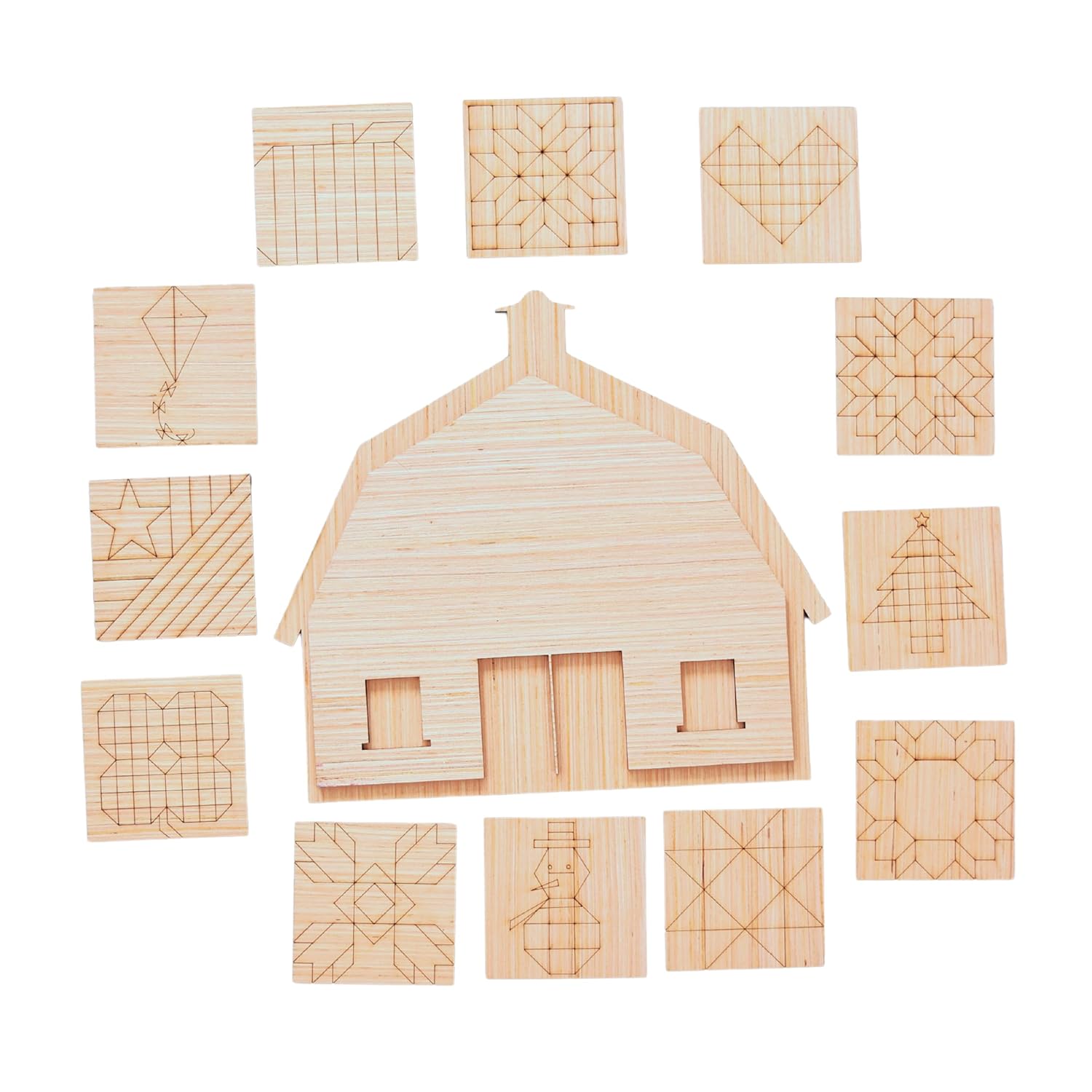 Barn with Wooden Quilt Square Design Cutout for Creative Decor