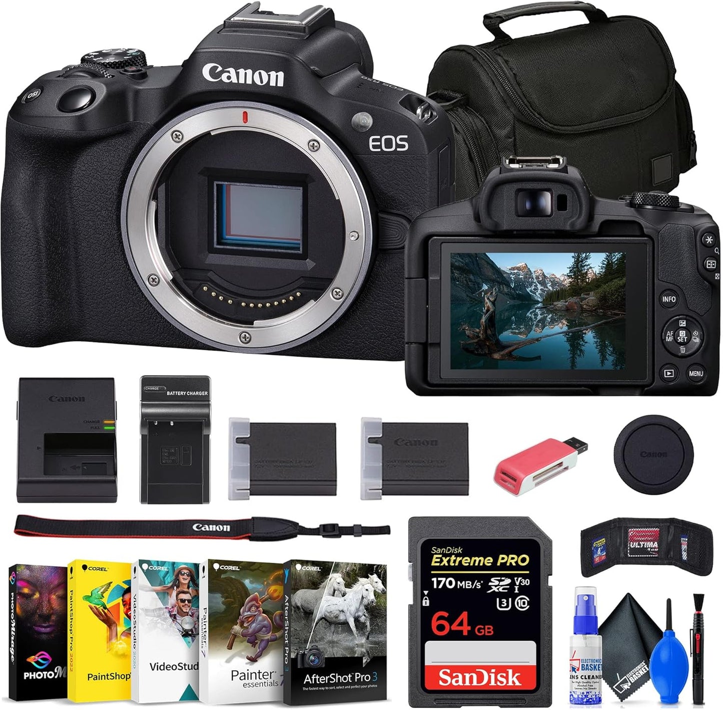 Canon EOS R50 Mirrorless Camera Bundle with Accessories Included