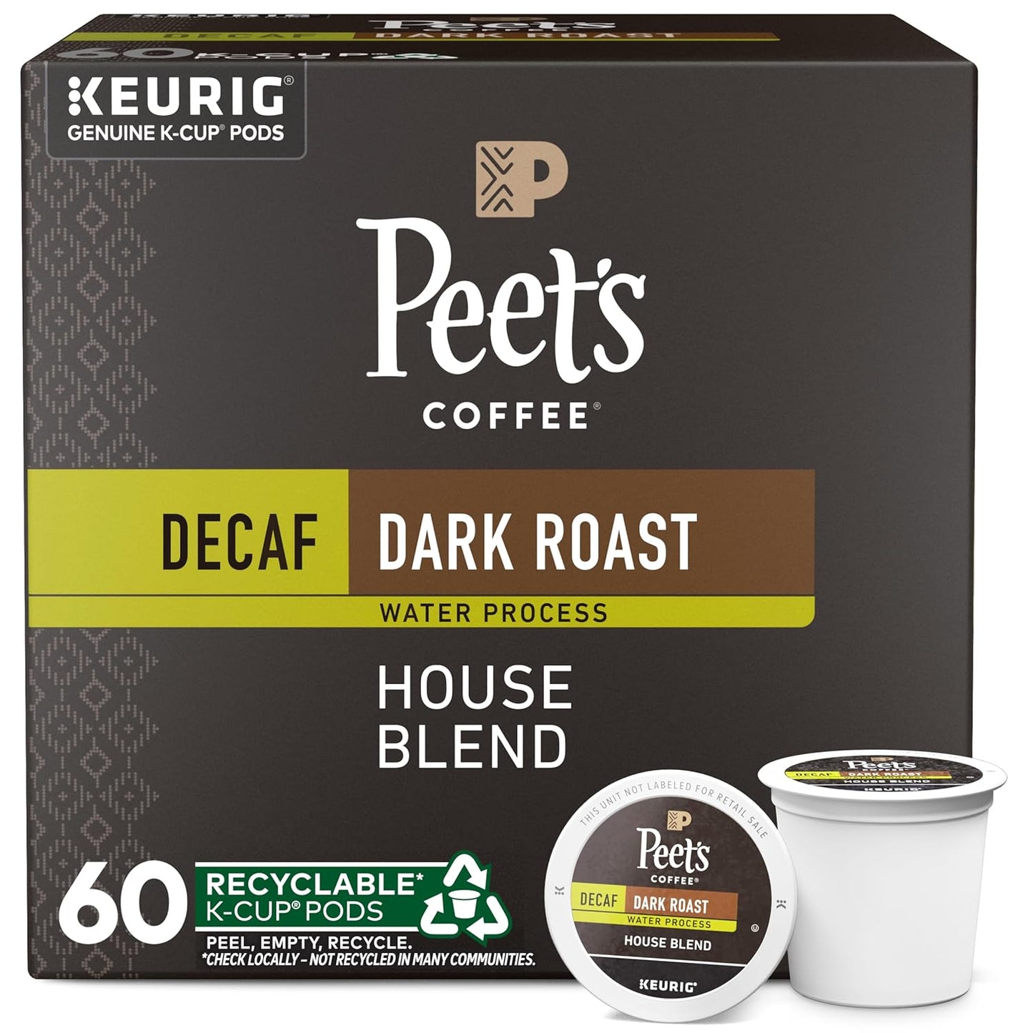 Peet's Coffee Dark Roast Decaf K-Cup Pods for Coffee Lovers