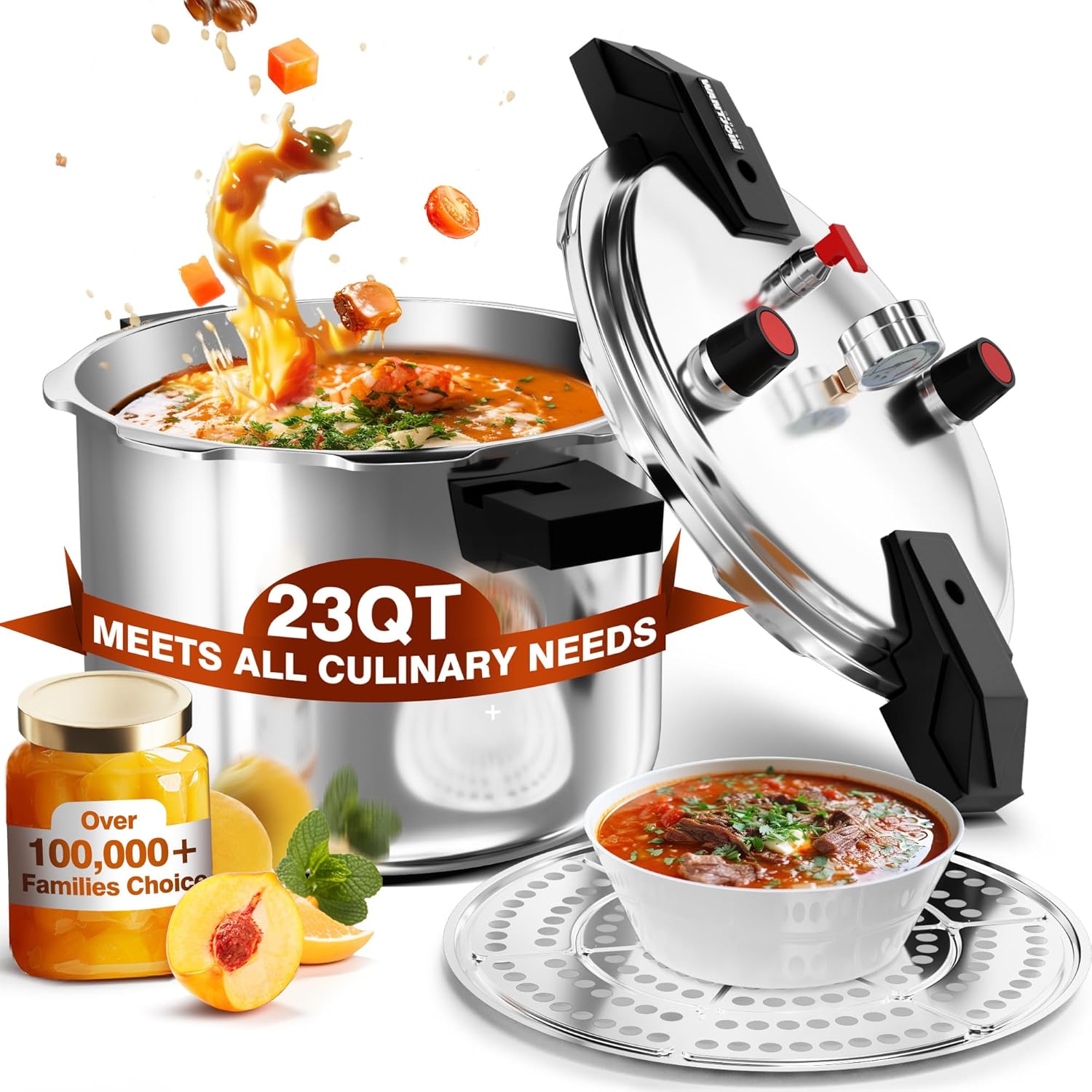 Wantjoin 23Qt Aluminum Pressure Cooker for Home and Restaurant Use