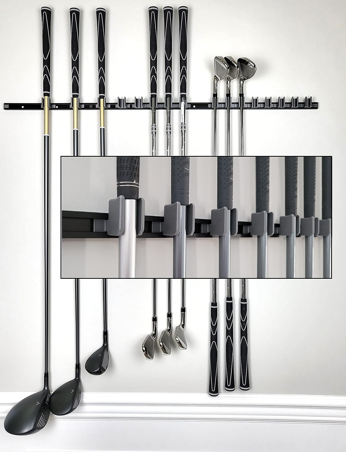 Space-Saving Golf Club Wall Mount for 16 Clubs