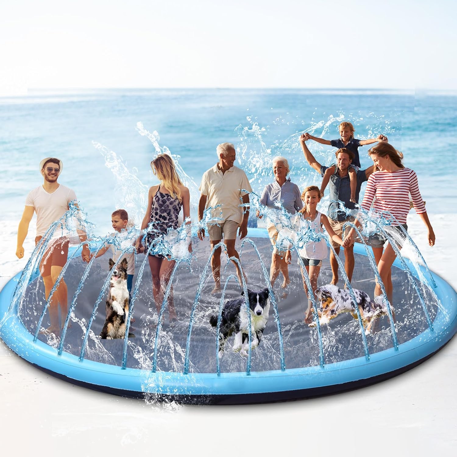 16 ft Giant Inflatable Splash Pad for Summer Fun Outdoors