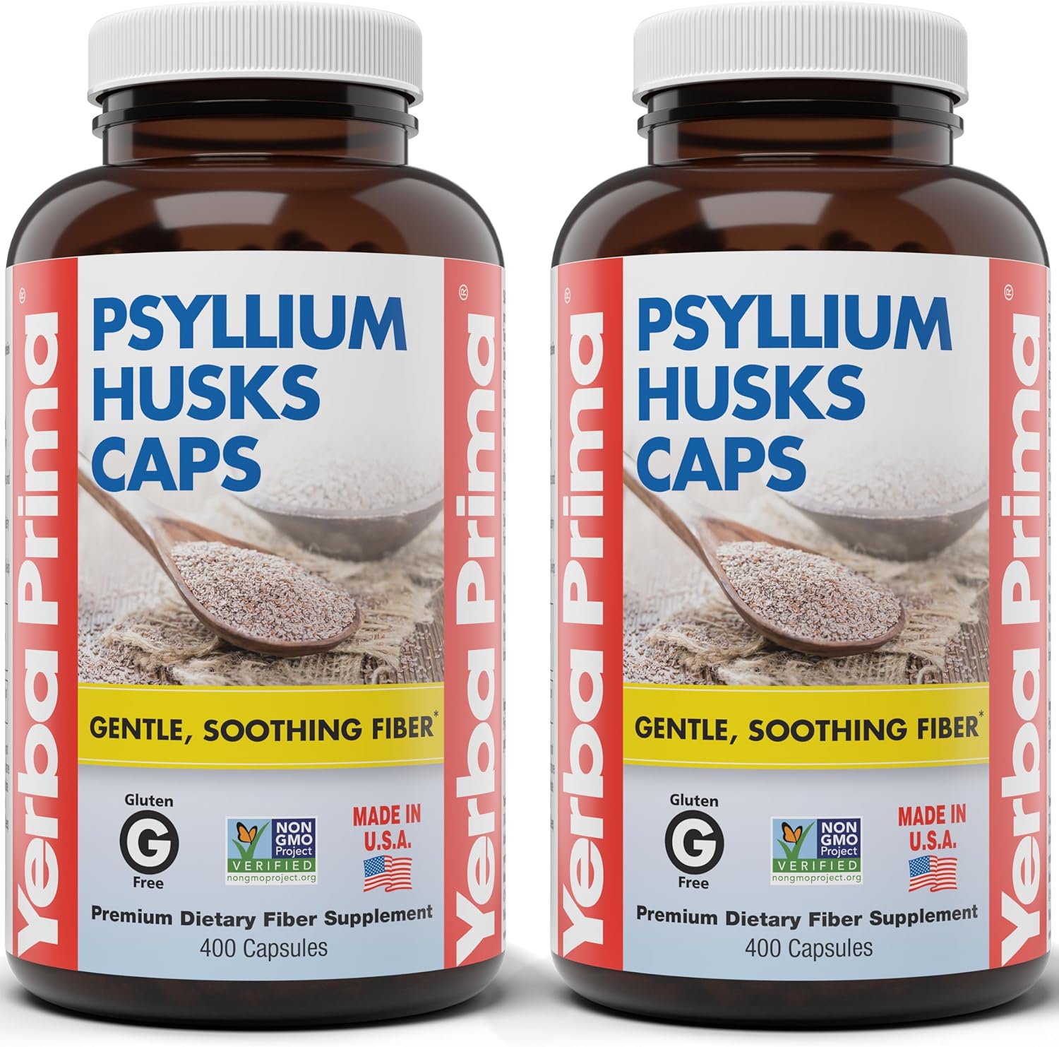 Yerba Prima Psyllium Husks Caps for Regularity Support 400 Count