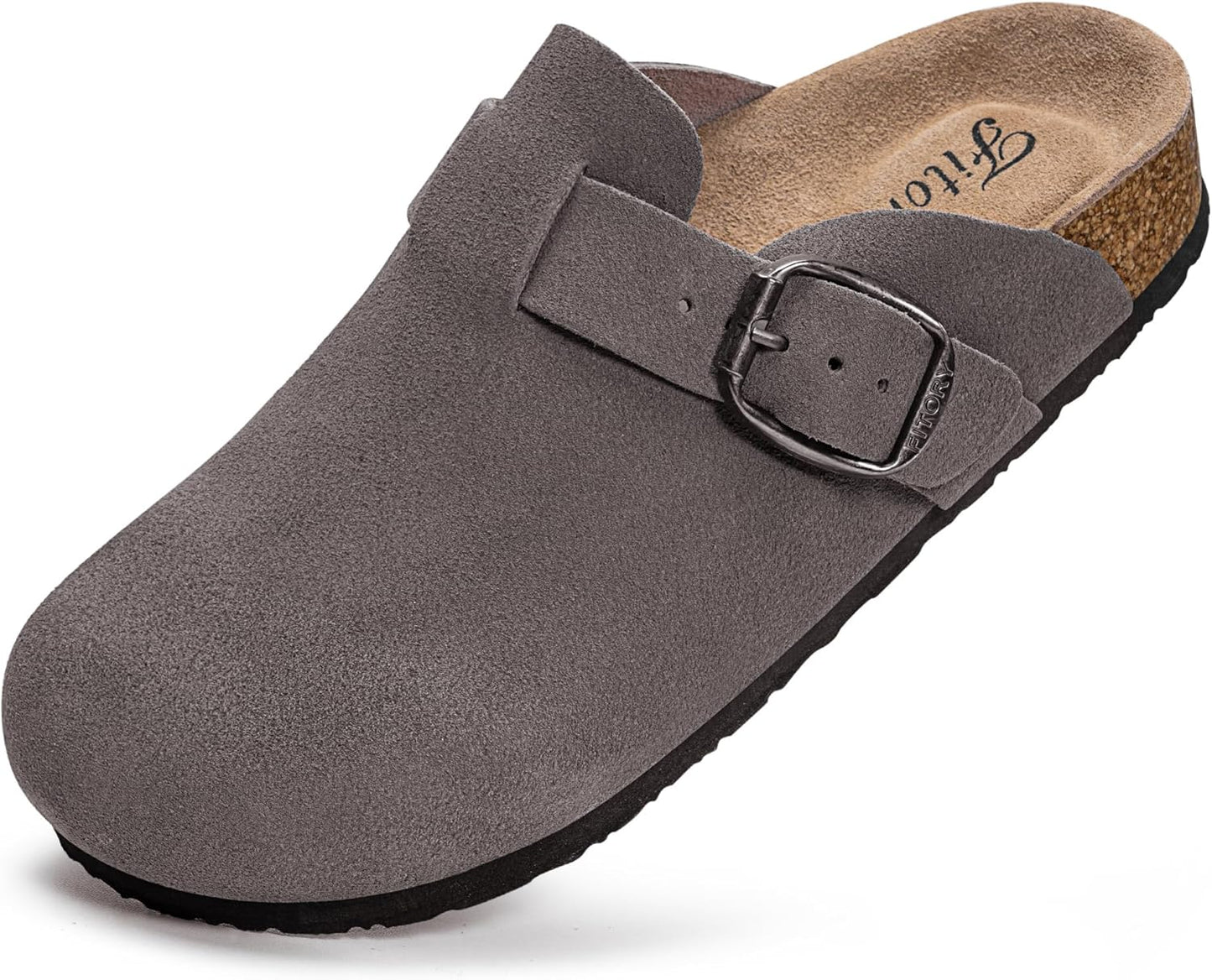 FITORY Womens Clogs Slip-on Potato Shoes with Suede Cork Footbed