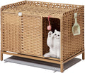 Handwoven Rattan Cat Litter Box Enclosure 31.2 x 19.6 x 24.2 in