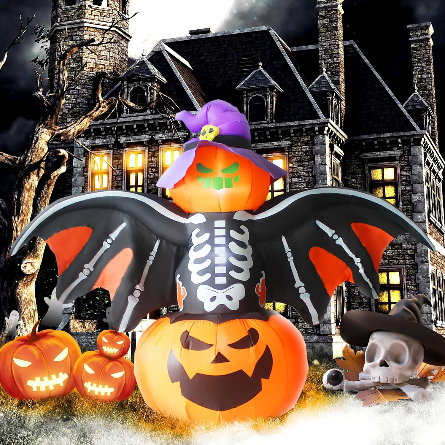 8FT Halloween Inflatable Bat Outdoor Decorations for Your Yard