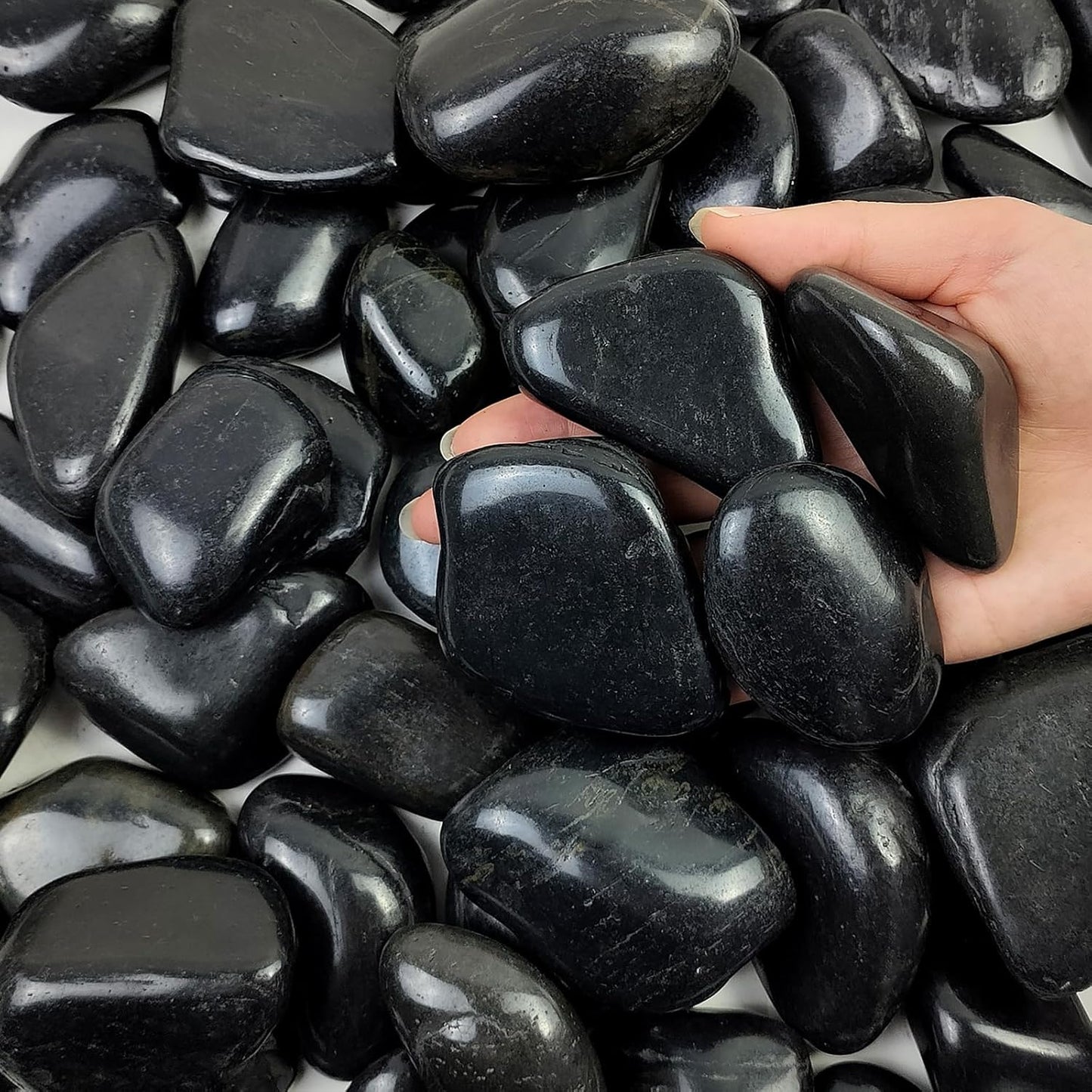 20 lbs Large Black River Rocks for Garden and Landscaping Use