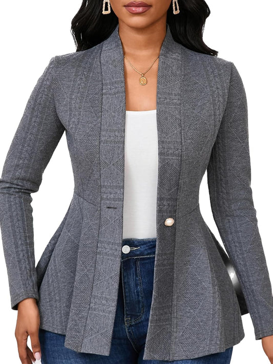 Women Casual Blazers Button Knit Lightweight Business Cardigan