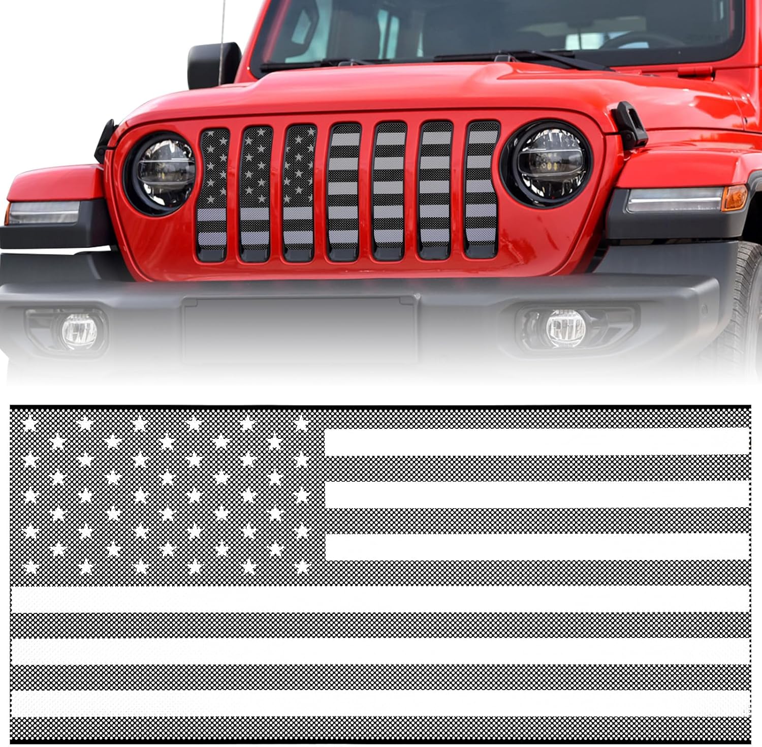 moveland Grill Insert with US Flag for Jeep Wrangler & Gladiator