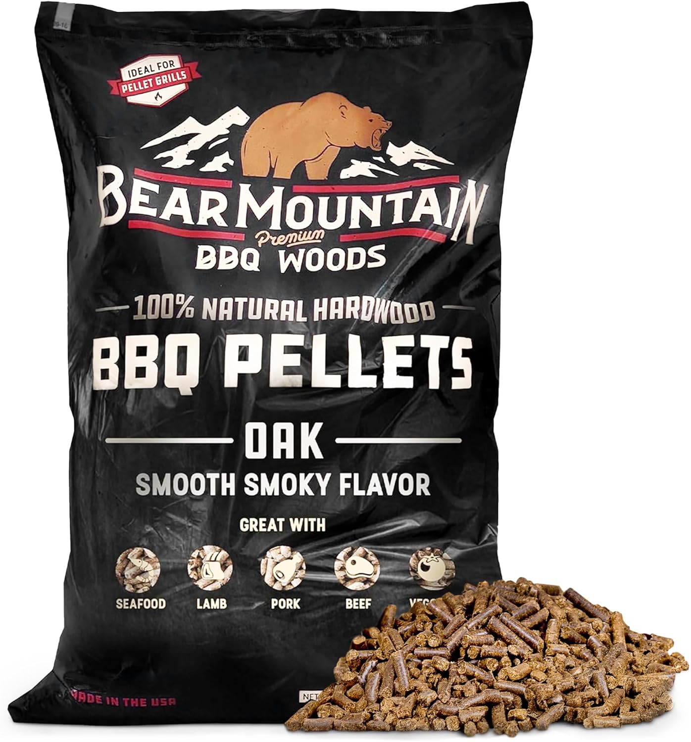 Bear Mountain Oak Wood Pellets for Smoker, Grill & BBQ 40 Lbs