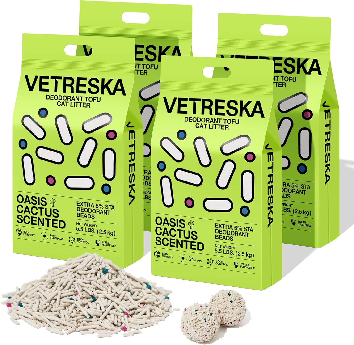 VETRESKA Tofu Cat Litter - Natural, Flushable, Strong Clumping