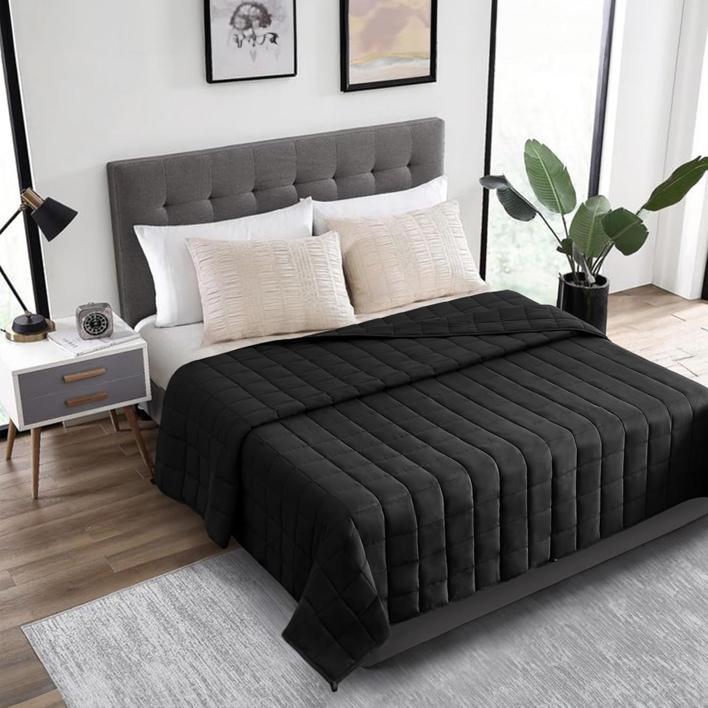 HomeSmart 50lbs Weighted Blanket for King Size Beds, Black