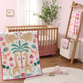 Peanutshell 5 Piece Baby Crib Bedding Set - Bright Safari for Girls