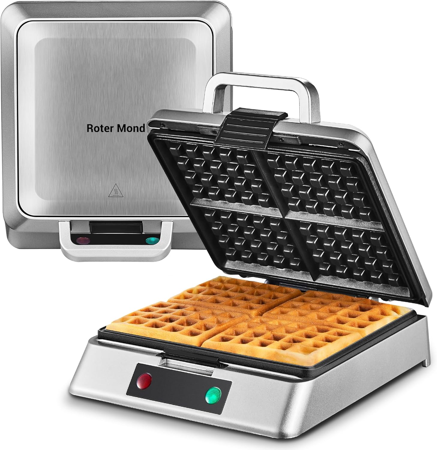 Roter Mond Stainless Steel Waffle Maker - Easy Cleaning, Family Breakfast