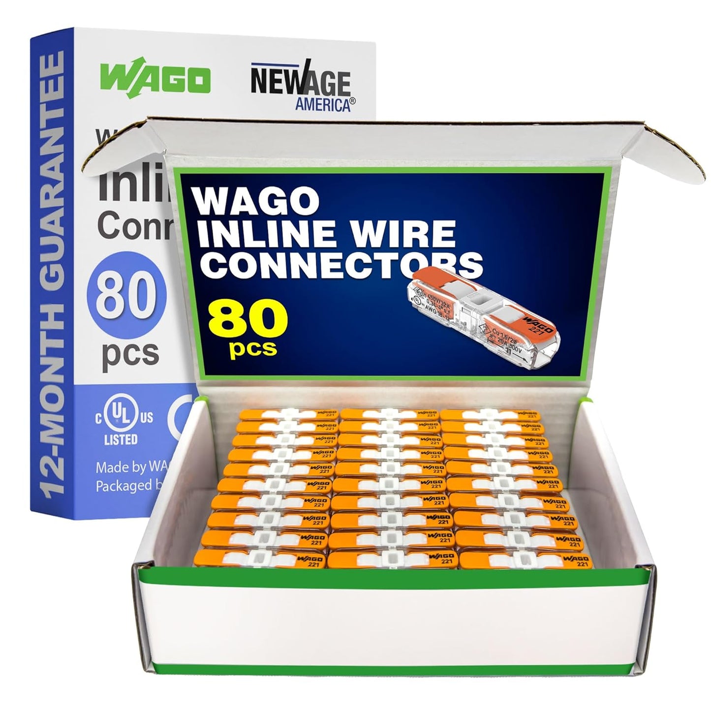 WAGO 221-2401 Inline Compact Splicing Wire Connectors 80pc