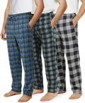 Mens Fleece Pajama Pants 3 Pack - Soft Warm Lounge Bottoms