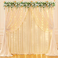 10 x 10ft Champagne Backdrop Curtains with Lights String - Elegant