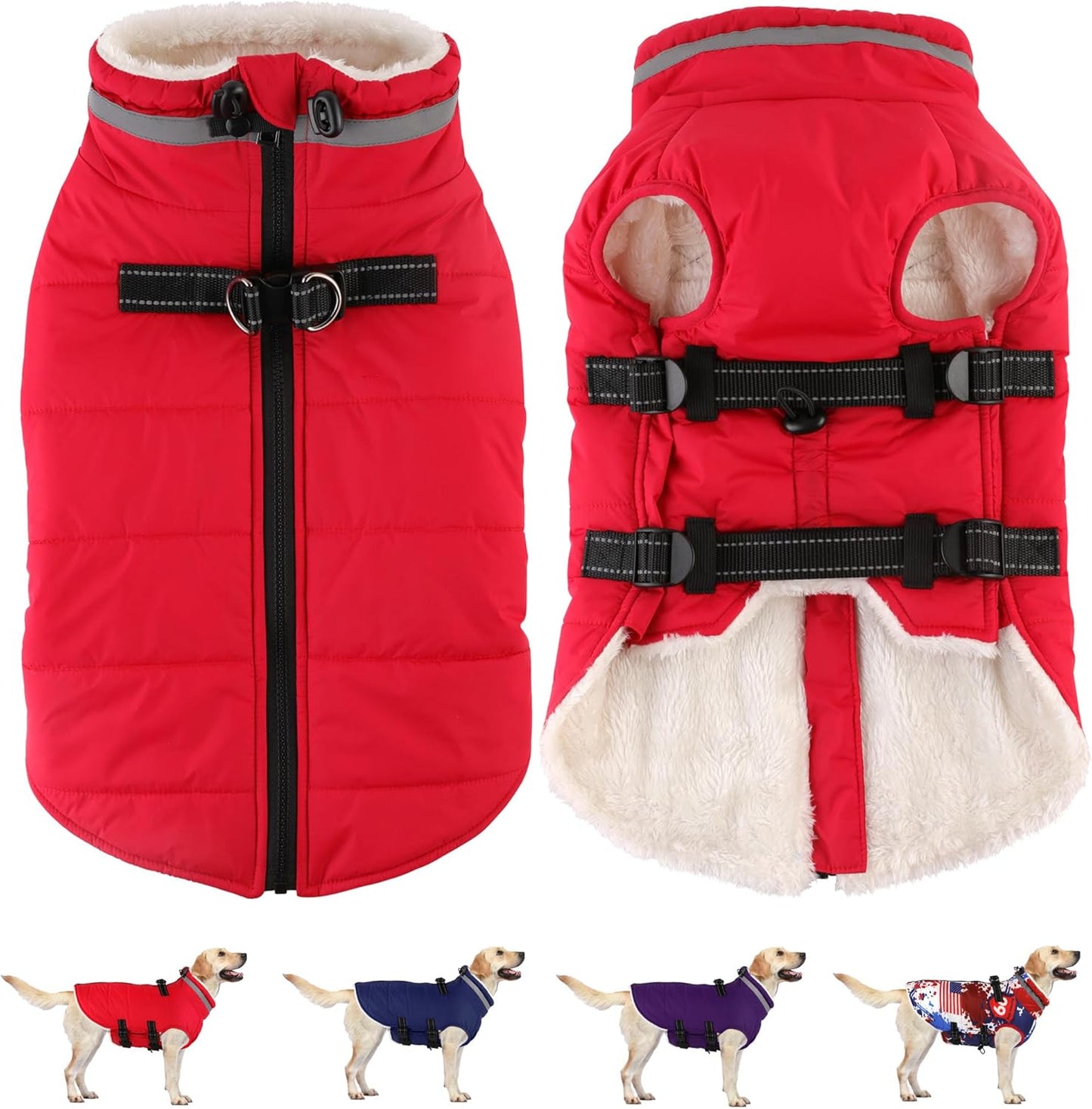 Dogcheer Waterproof Dog Coat with Harness for Winter Adventures
