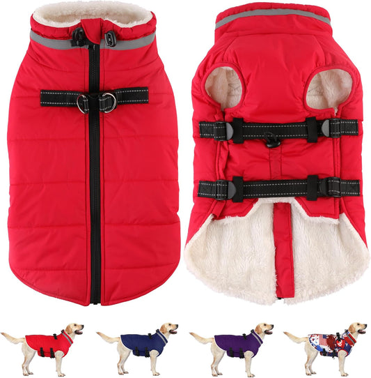 Dogcheer Waterproof Dog Coat with Harness for Winter Adventures