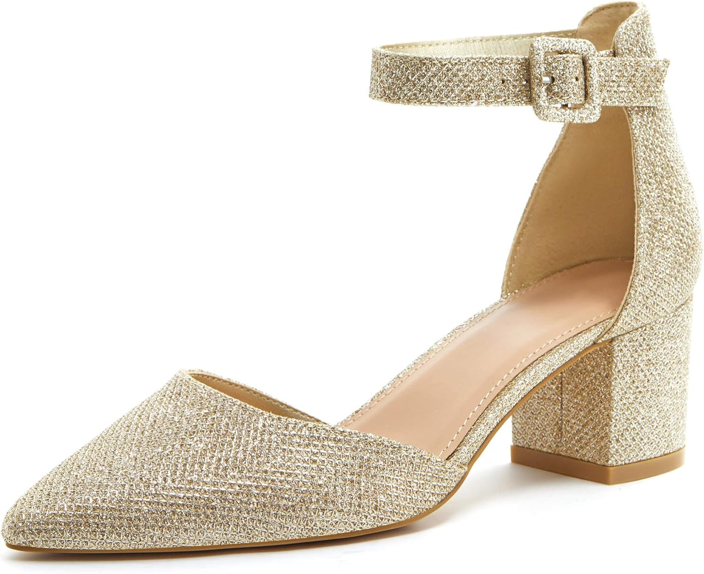 LAICIGO Women's Pointed Toe Pumps with Chunky Block Heel