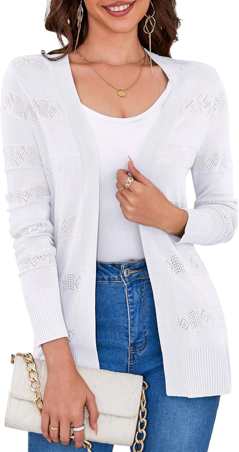 VOIANLIMO Women's Open Front Casual Long Sleeve Cardigan