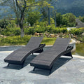 Set of 2 Folding Chaise Lounge Chairs - Adjustable Outdoor Recliners